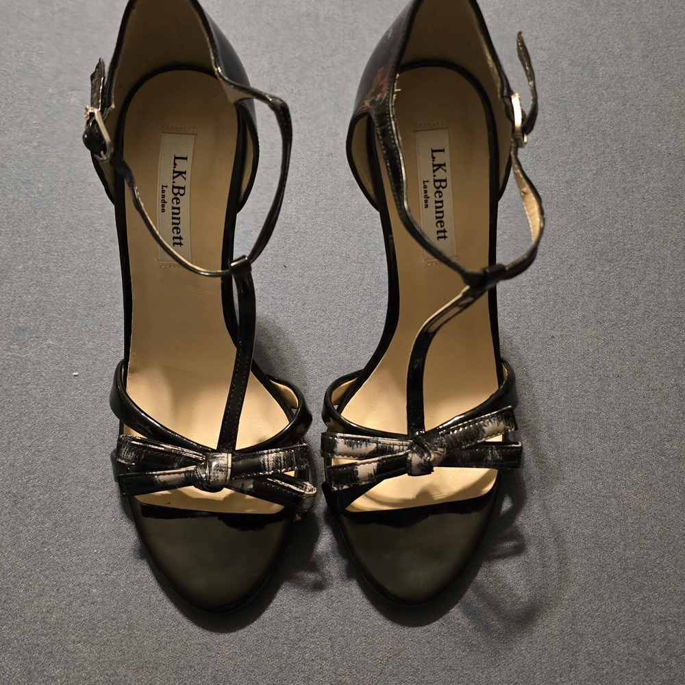 LK Bennett Black Strappy Heels with Bow
